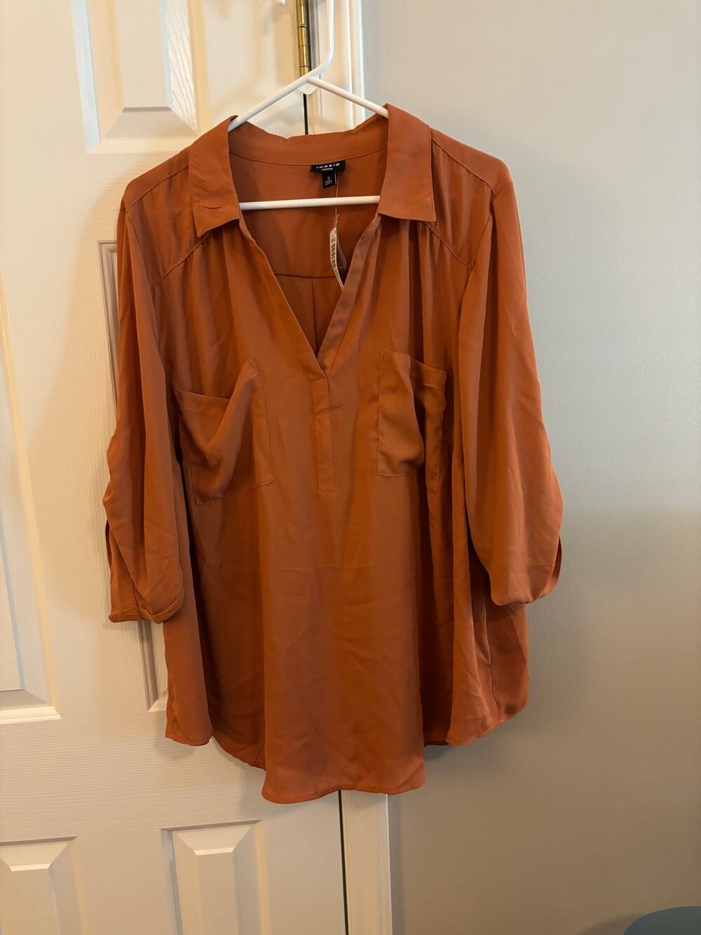 NWT rust-orange Torrid harper blouse size 3